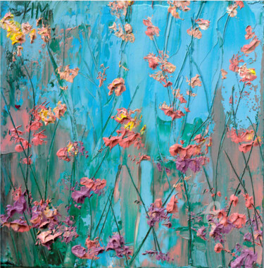 Картина под названием "Floraison rose (par…" - Наталья Шустрова, Подлинное произведение искусства, Масло