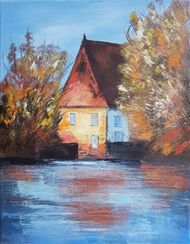 Peinture intitulée "House by the water" par Natalia Ostonen (Tarasova), Œuvre d'art originale, Huile