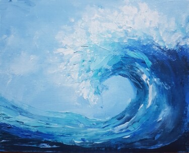 Malarstwo zatytułowany „Wave (miniature)” autorstwa Natalia Ostonen (Tarasova), Oryginalna praca, Olej
