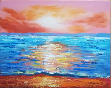 Painting titled "Sunset. Impasto." by Natalia Ostonen (Tarasova), Original Artwork, Oil