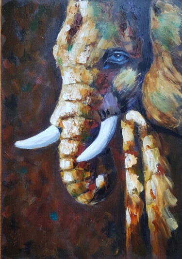 Картина под названием "Elephant" - Natalia Ostonen (Tarasova), Подлинное произведение искусства, Масло