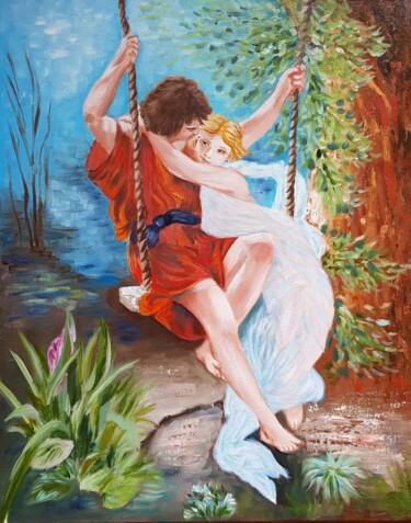Painting titled "old story" by Natalia Ostonen (Tarasova), Original Artwork, Oil Mounted on Other rigid panel