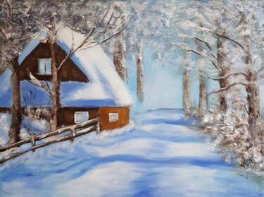 Pittura intitolato "Winter landscape" da Natalia Ostonen (Tarasova), Opera d'arte originale, Olio Montato su Altro pannello…