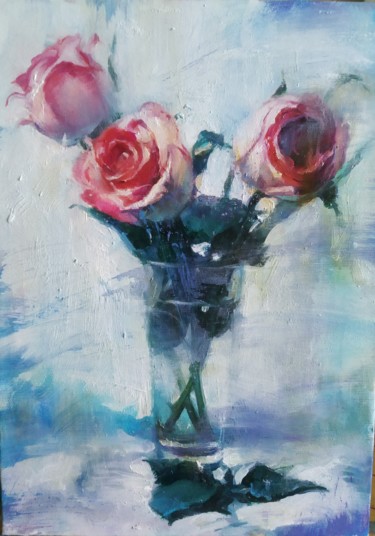 Картина под названием "Roses" - Natalia Nikolenko, Подлинное произведение искусства, Масло