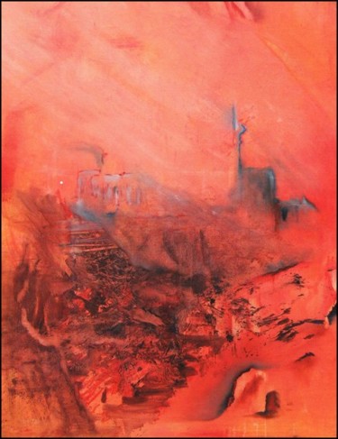 Peinture intitulée "LE RED D'APRES" par Natal, Œuvre d'art originale, Huile