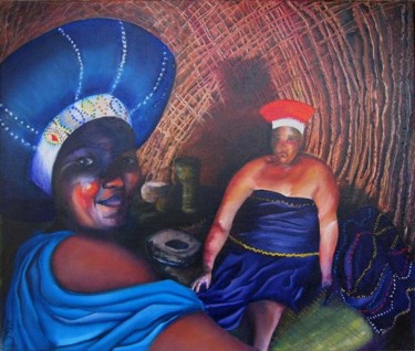 Peinture intitulée "FEMMES D'AFRIQUE" par Natal, Œuvre d'art originale, Huile