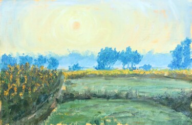Ζωγραφική με τίτλο "sunrise of the summ…" από Наталя Азарна, Αυθεντικά έργα τέχνης, Λάδι Τοποθετήθηκε στο Ξύλινο πάνελ
