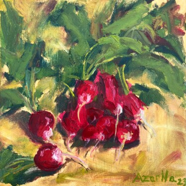 Pintura intitulada "crispy radish" por Natala Azarna, Obras de arte originais, Óleo