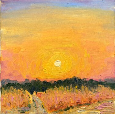 Painting titled "Golden light" by Natala Azarna, Original Artwork, Oil Mounted on Wood Panel