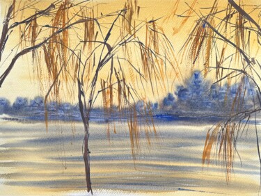 Painting titled "willows" by Natala Azarna, Original Artwork, Watercolor