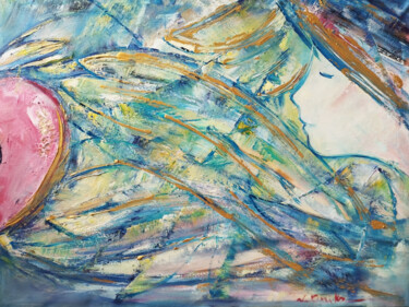 Malerei mit dem Titel "Apple and angel" von Natali Oniks, Original-Kunstwerk, Öl