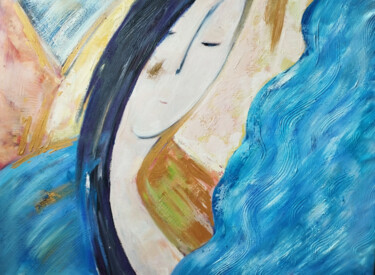 Картина под названием "Water and angel" - Natali Oniks, Подлинное произведение искусства, Масло