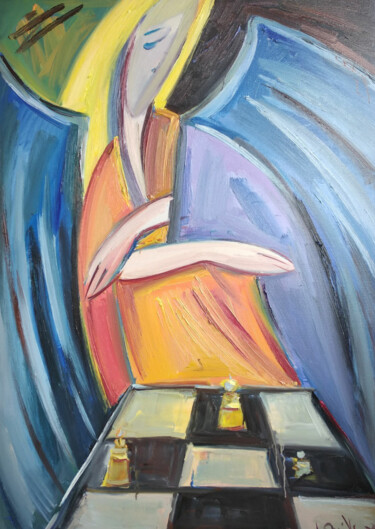 Painting titled "chess" by Natali Oniks, Original Artwork, Oil