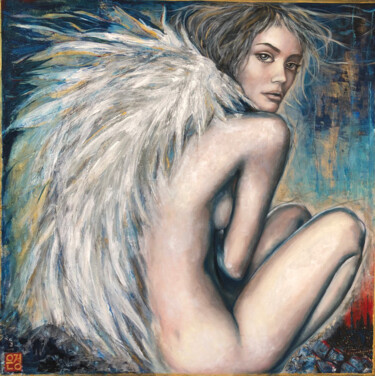 Painting titled "Guarding Angel" by Natali Part, Original Artwork, Oil