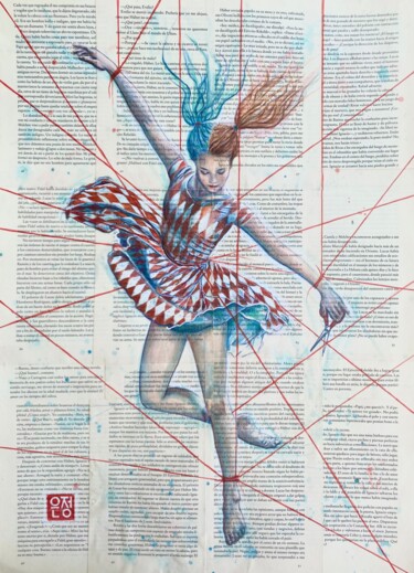 Peinture intitulée "Colombina dares" par Natali Part, Œuvre d'art originale, Aquarelle