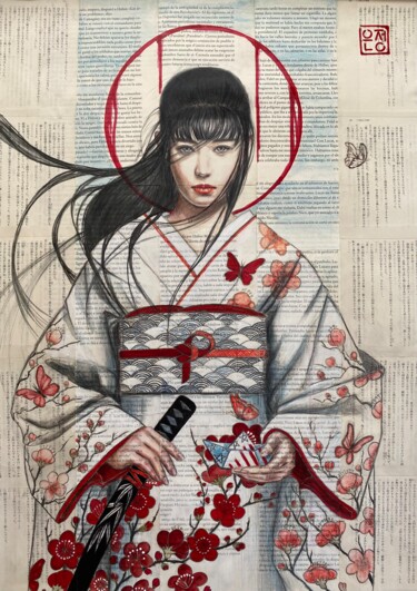 Painting titled "Madame Butterfly /…" by Natali Part, Original Artwork, Watercolor