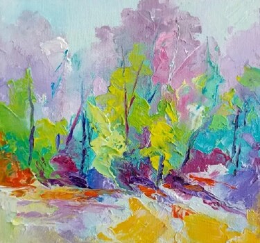 Painting titled "Young trees, small…" by Natalie Rusinova, Original Artwork, Oil