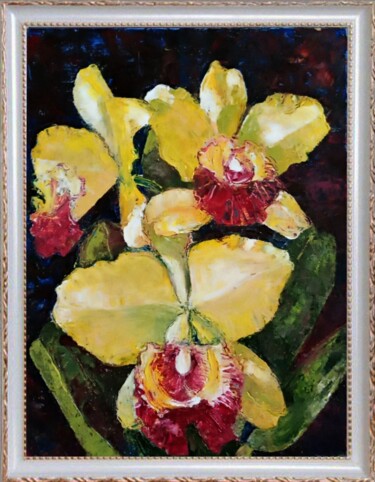 Peinture intitulée "Орхидеи" par Natali Sapiga, Œuvre d'art originale, Huile Monté sur Carton