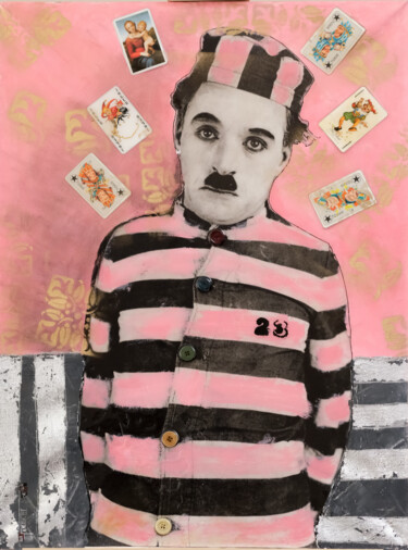 Collages titled "CHARLIE CHAPLIN ( t…" by Natali Shepeleva, Original Artwork, Acrylic