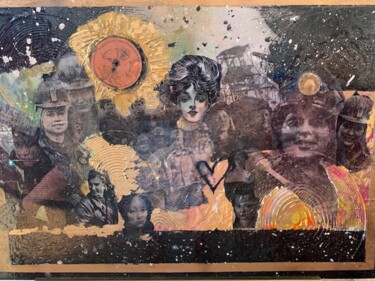 Collagen mit dem Titel "miners" von Natali Shepeleva, Original-Kunstwerk, Acryl