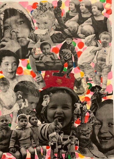 「HAPPY CHILDHOOD」というタイトルのコラージュ Natali Shepelevaによって, オリジナルのアートワーク, コラージュ