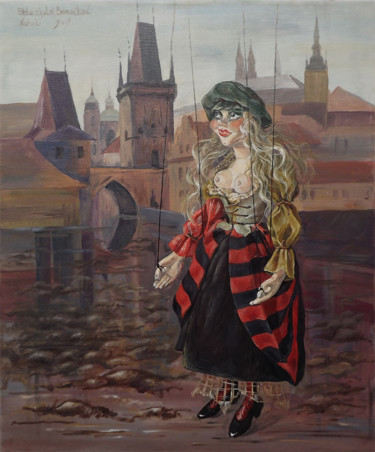 Painting titled "Doll in Prague" by Natali Shtainfeld-Borovkov, Original Artwork