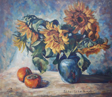 Painting titled "Sunflowers-2" by Natali Shtainfeld-Borovkov, Original Artwork, Oil