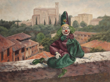 Malerei mit dem Titel "Doll in Siena" von Natali Shtainfeld-Borovkov, Original-Kunstwerk, Öl