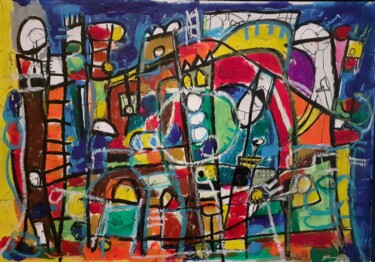 Malerei mit dem Titel "Lavori in corso" von Natali Tredici, Original-Kunstwerk, Acryl