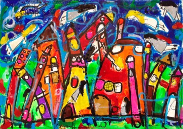 Painting titled "L'ora delle streghe…" by Natali Tredici, Original Artwork, Acrylic
