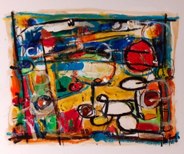 Painting titled "Due bici giù a Po" by Natali Tredici, Original Artwork, Acrylic Mounted on Glass