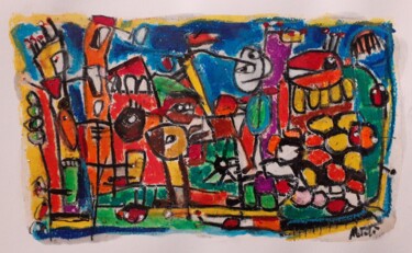 Pittura intitolato "I due serpenti" da Natali Tredici, Opera d'arte originale, Matite colorate