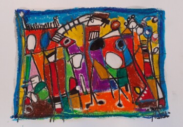 Pittura intitolato "Girotondo" da Natali Tredici, Opera d'arte originale, Matite colorate