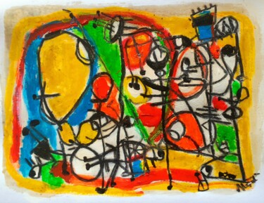 Pintura titulada "La bicicletta" por Natali Tredici, Obra de arte original, Témpera