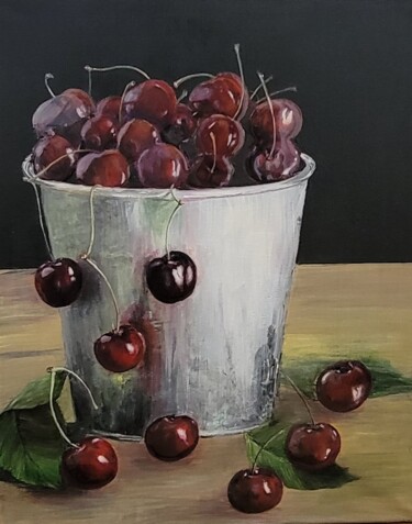 Painting titled "Summer cherries" by Natalia Arndt, Original Artwork, Acrylic