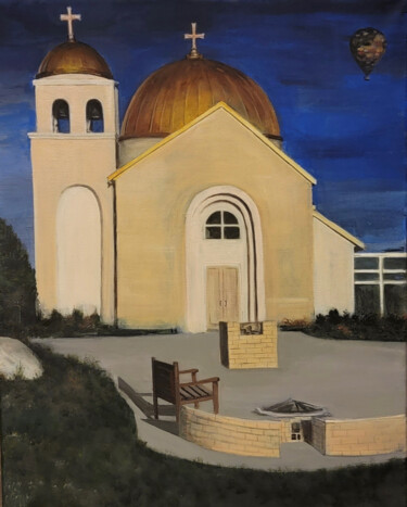 Malarstwo zatytułowany „Church Traverse City” autorstwa Natalia Arndt, Oryginalna praca, Akryl