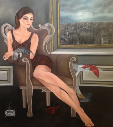 Картина под названием "Снова дома" - Natalya Kupreychenko, Подлинное произведение искусства, Масло Установлен на Деревянная…