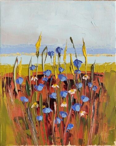 Malerei mit dem Titel "Kornblumen" von Natalia Ayupov, Original-Kunstwerk, Öl