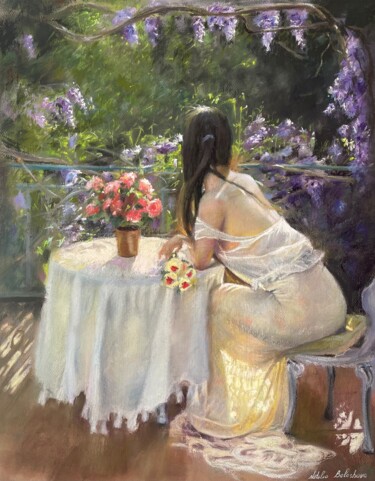 Картина под названием "Portrait girl on th…" - Natalia Balashova. Pastelist., Подлинное произведение искусства, Пастель