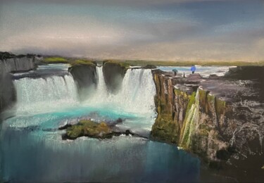 绘画 标题为“waterfall. Pastel” 由Natalia Balashova. Pastelist., 原创艺术品, 粉彩