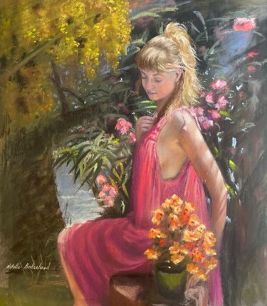 Peinture intitulée "Portrait of a girl…" par Natalia Balashova. Pastelist., Œuvre d'art originale, Pastel