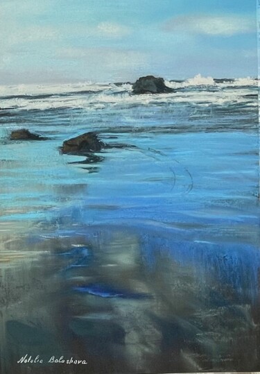 Malerei mit dem Titel "sea.  low tide.  pa…" von Natalia Balashova. Pastelist., Original-Kunstwerk, Pastell