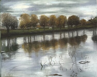 Painting titled "autumn.  lake.  pon…" by Natalia Balashova. Pastelist., Original Artwork, Pastel