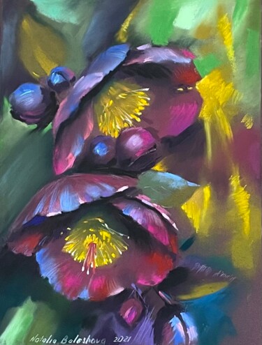 Painting titled "Flowers portrait.…" by Natalia Balashova. Pastelist., Original Artwork, Pastel
