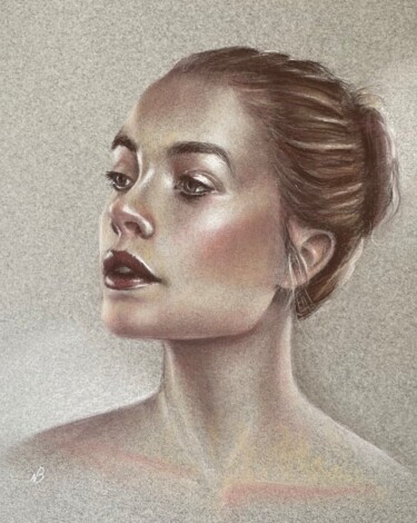 Peinture intitulée "grisaille portrait…" par Natalia Balashova. Pastelist., Œuvre d'art originale, Pastel