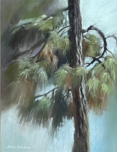 Peinture intitulée "pine tree portrait…" par Natalia Balashova. Pastelist., Œuvre d'art originale, Pastel