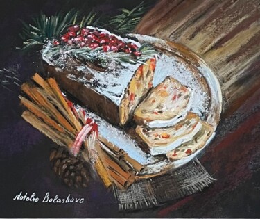 Painting titled "Christmas.  Cupcake…" by Natalia Balashova. Pastelist., Original Artwork, Pastel