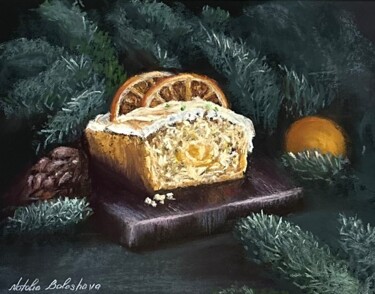 Malerei mit dem Titel "Christmas cupcake.…" von Natalia Balashova. Pastelist., Original-Kunstwerk, Pastell