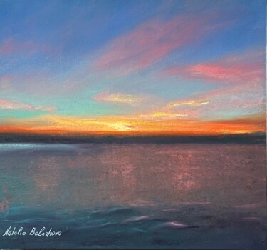 Schilderij getiteld "Sea ​​and sky.  Sun…" door Natalia Balashova. Pastelist., Origineel Kunstwerk, Pastel