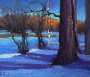 Картина под названием "Winter landscape in…" - Natalia Balashova. Pastelist., Подлинное произведение искусства, Пастель